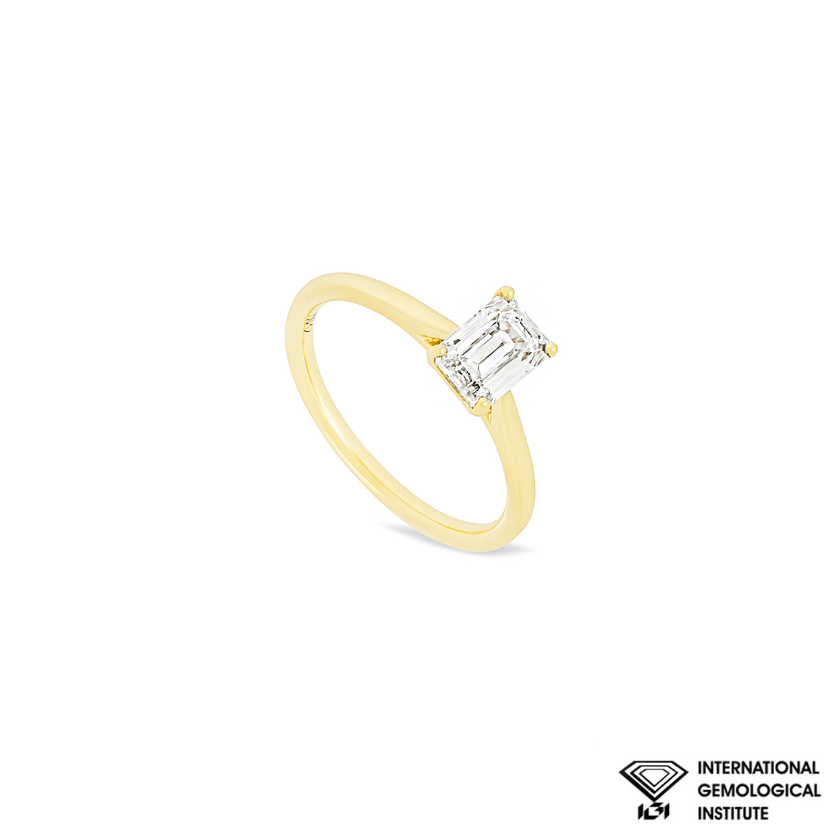 Yellow Gold Emerald Cut Lab Grown Diamond Ring 1.01ct H/VS2